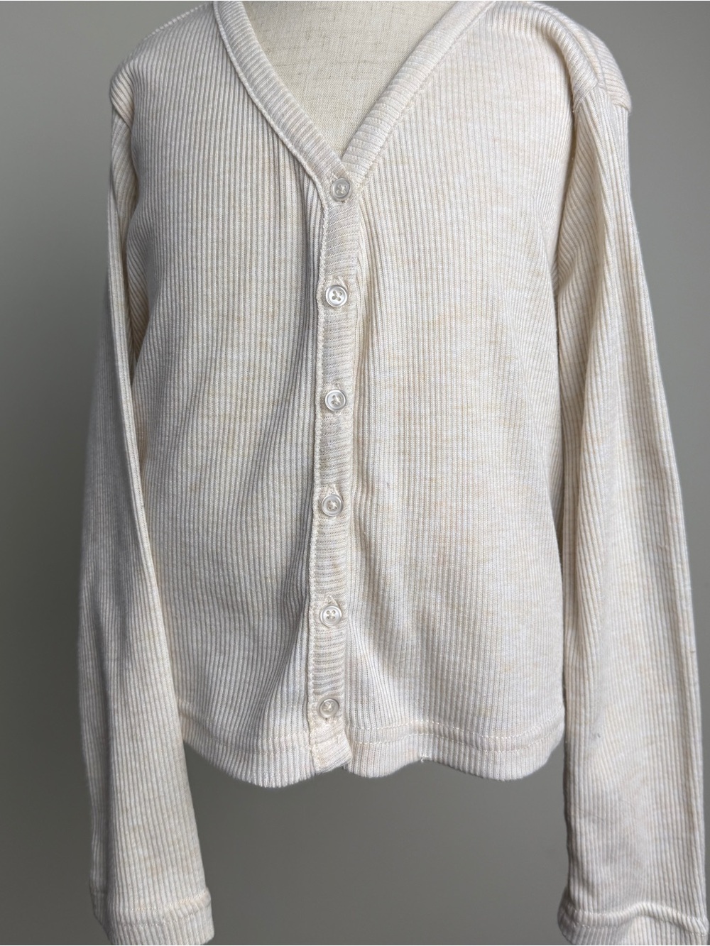BearPaw Cream Ribbed Knit Cardigan Top